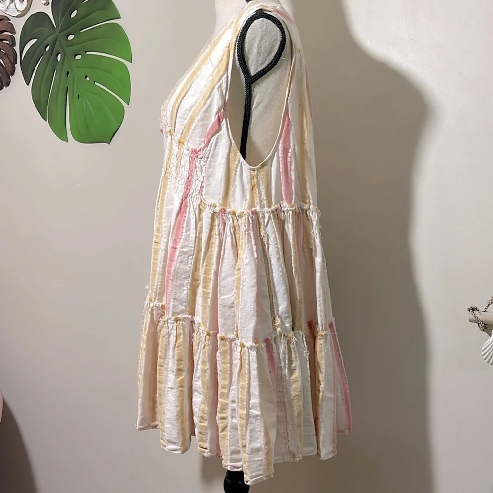 Free People Do It Again Mini Dress in Orange Combo COTTON Sz. XS